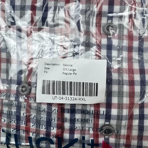 Untuckit Retsina Shirt XXL Regular Fit Red Blue White Plaid Cotton 2XL NWT - Picture 3 of 4